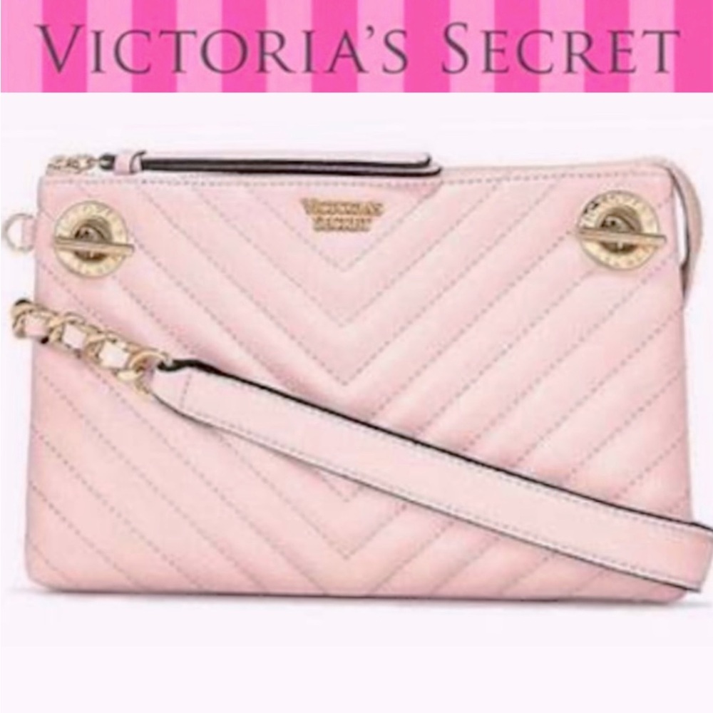 VICTORIA SECRET Pebbled V-Quilt 24/7 Crossbody color pink size 8x5 NWT